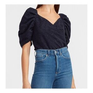 EXPRESS- Navy blue textured bodysuit